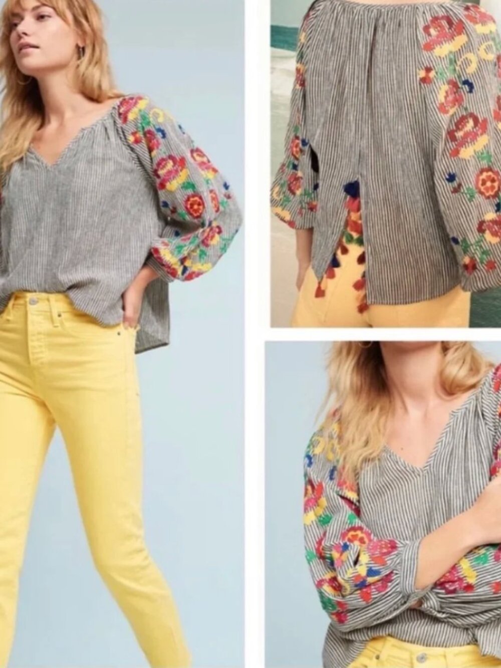 ANTHROPOLOGIE FLOREAT SOLEIL EMBROIDERED BLOUSE